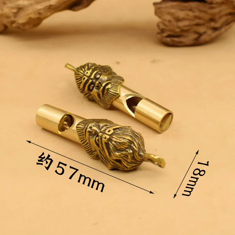 Brass Keychain Pure Copper Handmade Retro Personality Whistle Pendant Children's Outdoor Survival Training Camp Whistle