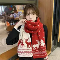 Christmas Tree Knitted Scarf Decorative Red Scarf Unisex Knit Scarf Soft For Christmas Gift Wedding Shopping