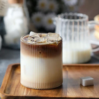 Tazza di vetro giapponese Tazza di vetro per caffè al latte Tazza trasparente Birra Ins Tazza per acqua potabile Accessorio da cucina Tazze di vetro per acqua 1