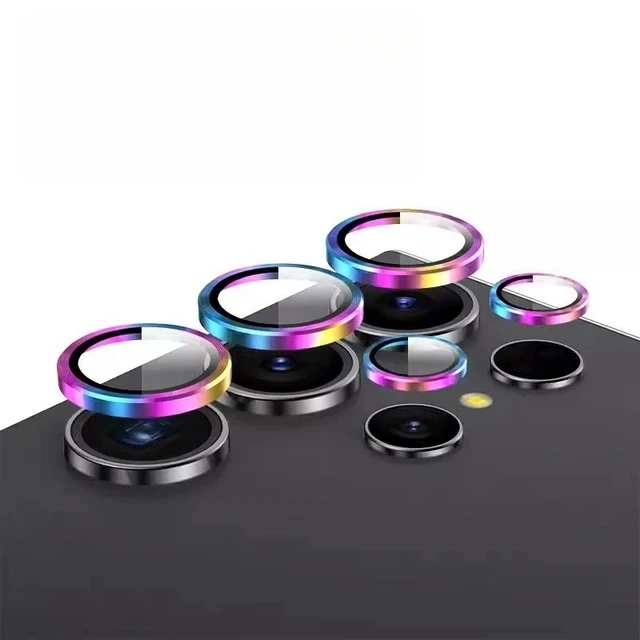 Premium 9H Tempered Glass Camera Lens Screen Protector with Aluminum Alloy Ring Cap