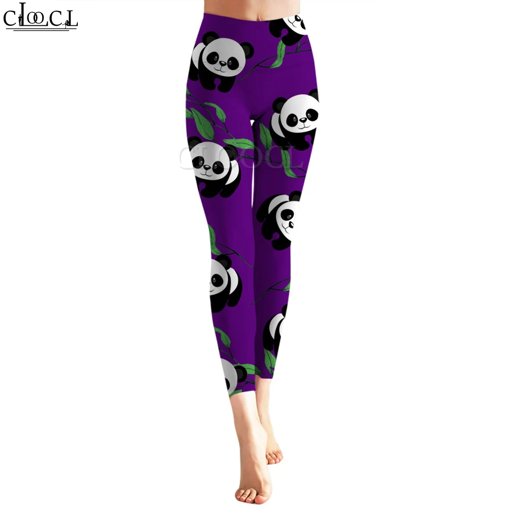 

CLOOCL Purple Fashion Women Legging Panda Printed High Waist Elasticity Trousers Casual for Female Outdoor Fitness Jogging Pants