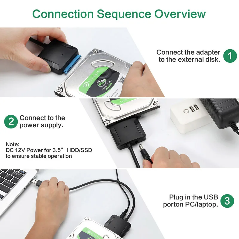 USB 3.0 To SATA 3 Cable Sata To USB Adapter Convert Cables Support 2.5/3.5 Inch External SSD HDD Adapter Hard Drive