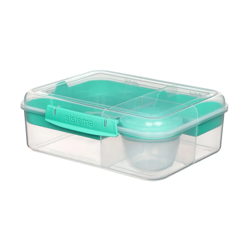 Teal Stackable Bento Lunch Box with Yogurt Pot