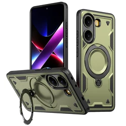 Military Drop - Proof Hard Case with 360° Adjustable Ring Stand and TPU Protection for Poco C55 (Green)