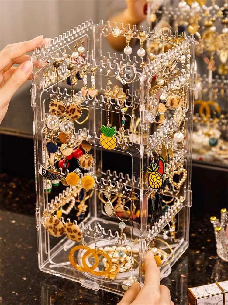 236穴の回転式透明ジュエリーボックス,イヤリングディスプレイ,大容量