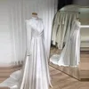 Formal A Line Wedding Dresses Woman's High Neck Bride Gowns Pleat Satin Long Sleeve Muslim Vestidos De Novia 2025 Customized 2