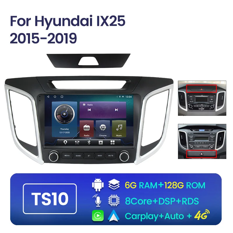 portable video player for car Android Auto Multimedia Video Player Car Radio for Hyundai Creta Ix25 2015-2019 2020 GPS Navigation Mirror Link IPS Split Screen car stereo player dvd Car Multimedia Players