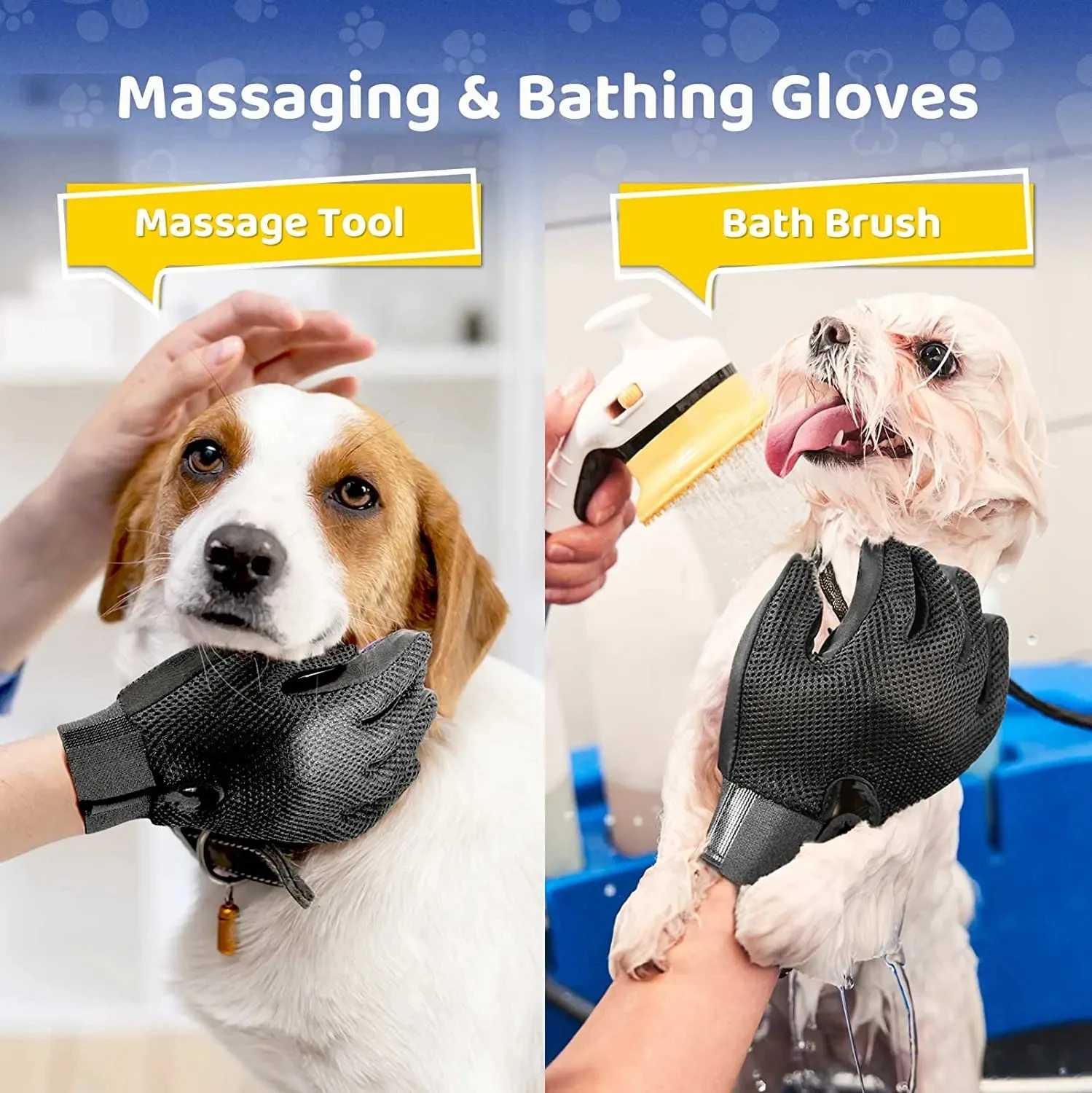 Pet Grooming Glove Rubber Pet Bath Brush Gentle Efficient Pet Hair Remover  Cat Comb Glove Massage Grooming Dogs Cats supplies