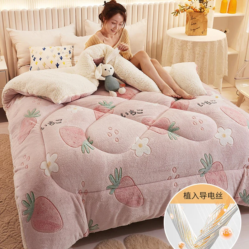 

Lamb wool quilt winter by household double bed thickened warm winter coral milk velvet student dormitory Spring and Autumn