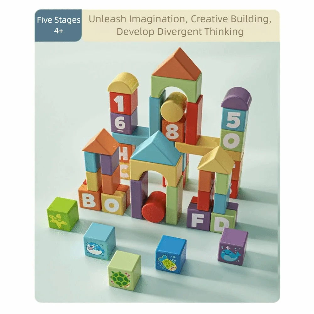 Wooden Wooden Building Blocks Early Learning With Storage Box Early Educational Toys Assembled Building Blocks Enlightenment