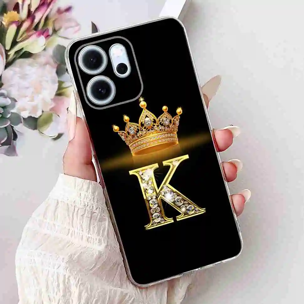 Stylish Alphabet Crown TPU Silicone Phone Case - Fits 6.57 Devices