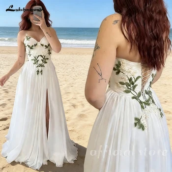 Lakshmigown Olive Green Leaves Colored Spring Wedding Dresses 2026 Sleeves Pleated Chiffon Forest Bridal Gowns Customized 1