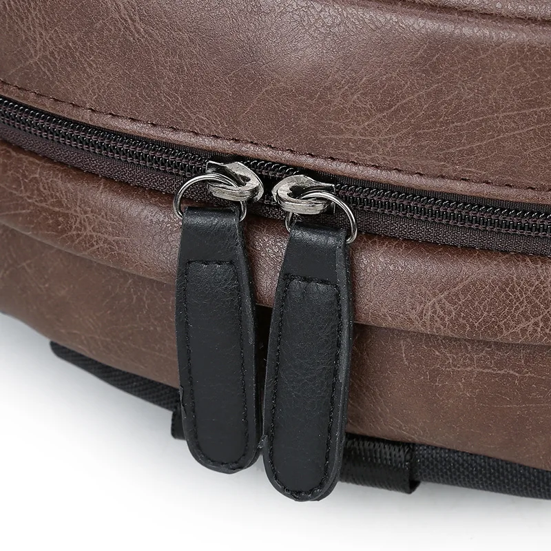 New Casual Men's Backpack Travel Bag PU Leather Student Schoolbag Woman Solid Color Computer Bag Wholesale
