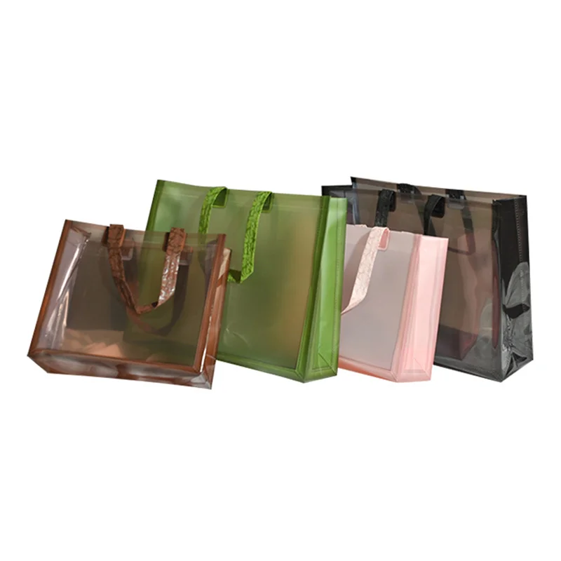 20 pieces high-end thickened handbags translucent clothing store gift packaging bags support printing store logo name 6