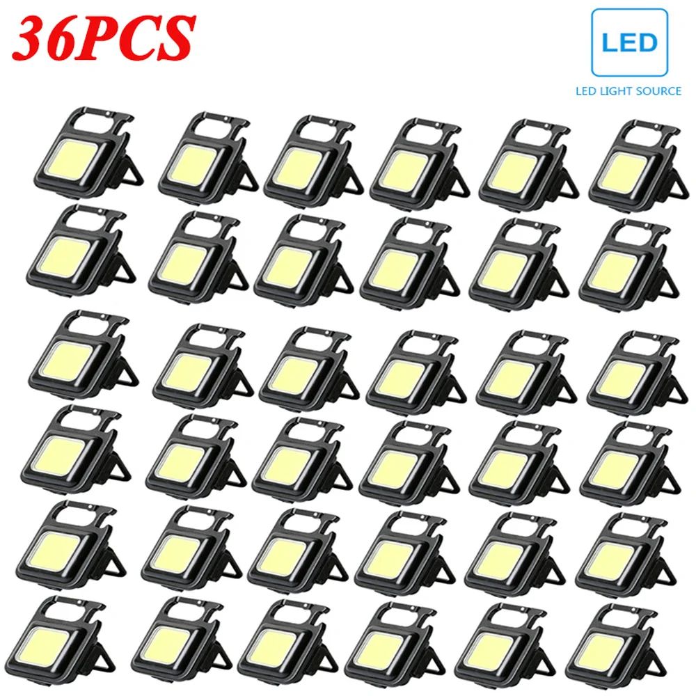 

36pcs Mini LED Working Light Portable Pocket Flashlight USB Rechargeable Key Light Lantern Camping Outside Hiking COB Lantern