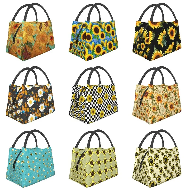 

Винсент Ван Гог двенадцать подсолнухов в вазе изолированная сумка для ланча для художественного рисования с цветами охладитель термальная коробка бенто для работы пикника