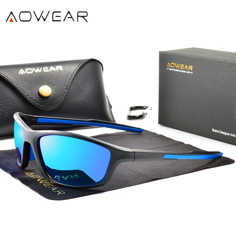 

AOWEAR Outdoor Sport Sunglasses Men Polarized Fashion Cycling Goggle Sun Glasses Male HD Anti-glare Travel Outside Shade Glasses
