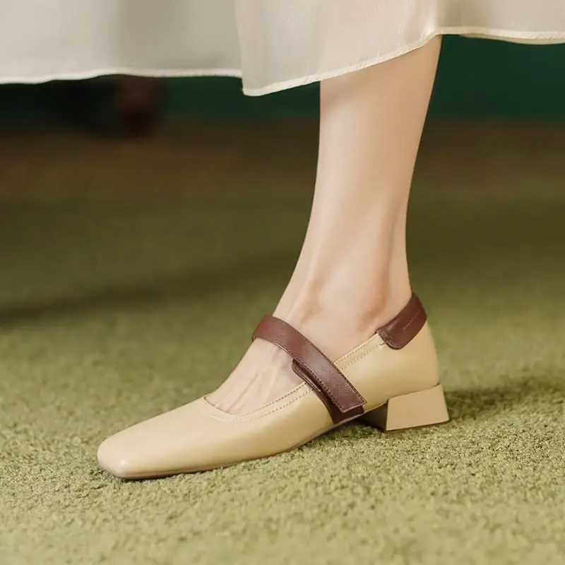 

ALLBITEFO Size 33-40 Comfortable Genuine Leather Women Heels Shoes Pure Colour Fashion Casual Office Work High Heels Pumps