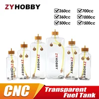 RC Fuel Tank Transparent Plastic Square Bottle 260/360/500/700/1000/1500 ML/CC CNC Aluminum Alloy for Gas Nitro Airplane Model 1