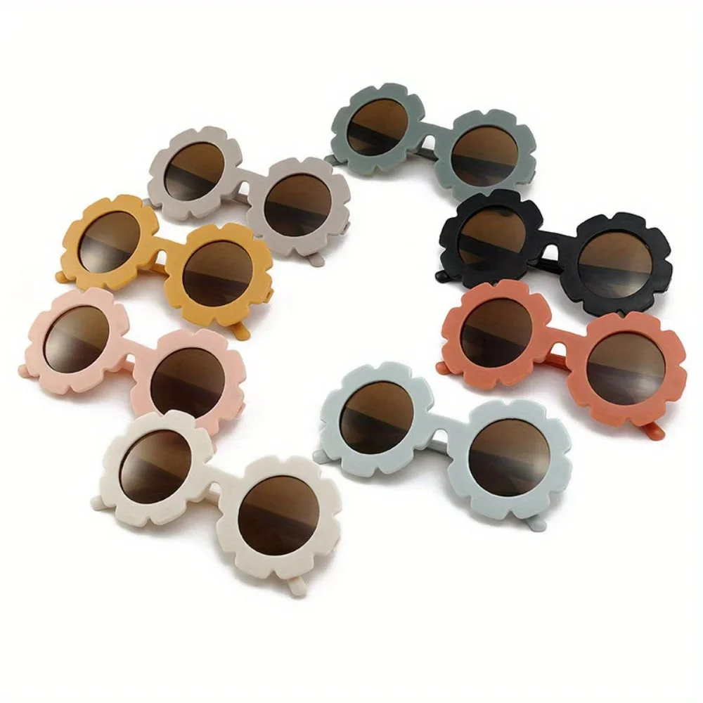 Fashion Sunglasses Fresh Cute Sweet Flower Round Boys Girls Outdoor Sports Vacation Travel Supply Photo Prop Eyewear
