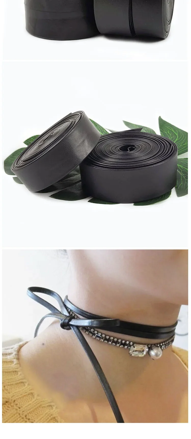 5Meters 3-50mm PU Leather Cord Necklace Soft Ribbon Webbings Decoration String Rope DIY Sewing Craft Accessories