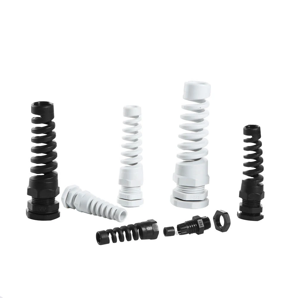 Strain Reliefs Cable Grip Flexible Nylon Spring Thread PG9 PG13.5 PG16 Cable Gland Connectors Fitting Waterproof