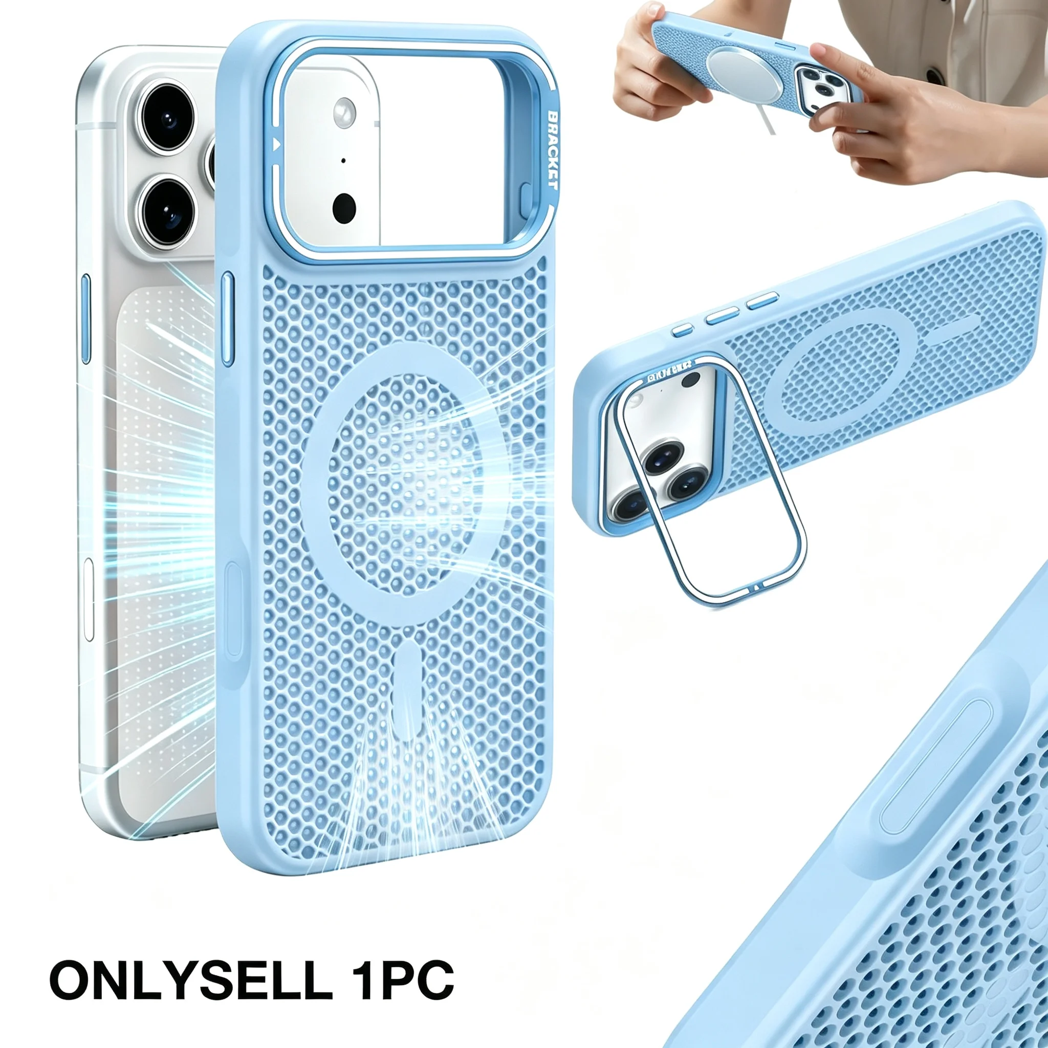 Honeycomb Silicone Protective Case with Magnetic Suction and Stand Function
