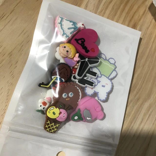CSBL Shoe Accessories Removable Shoe Ornament Shoe Buckle Cute Cartoon Girl Eva Sandals PVC Crocses Charm Kids Women 10 random products