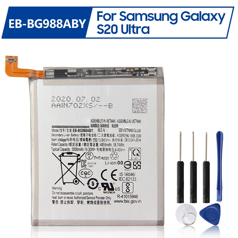 

Replacement Battery EB-BG988ABY For Samsung Galaxy S20 Ultra S20 U S20Ultra Rechargeable Battery 4500mAh