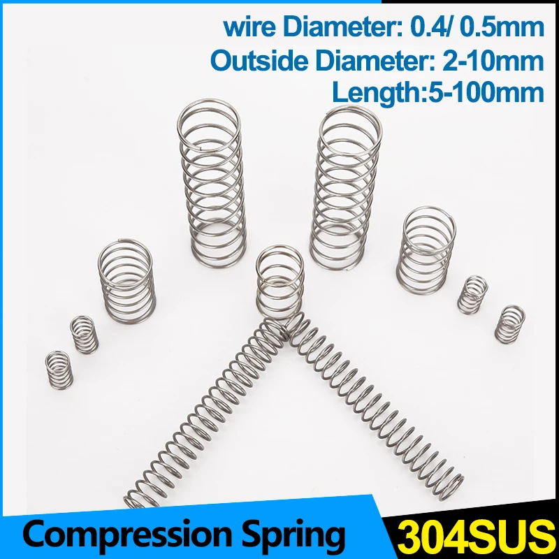 Stainless Steel Compression Spring Wire Diameter 0.4mm 0.5mm Shock Absorbing Return Spring Damping Pressure Spring Custom