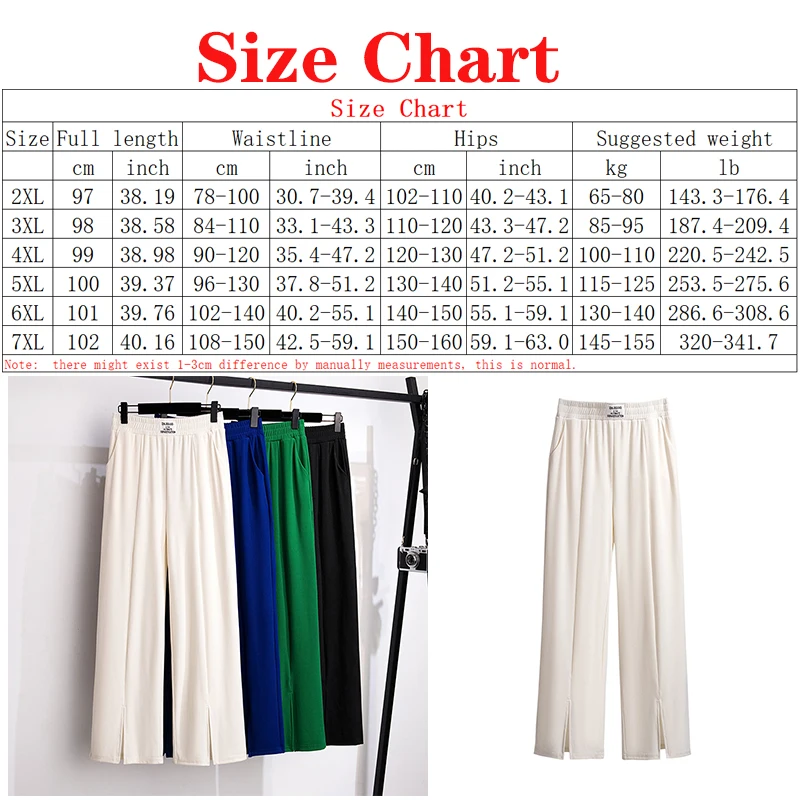 100/150kg Big Size Straight Pants Women's Show Thin Summer High Waist Split  Pants Oversized Loose Ice Silk Pants 5xl 6xl 7xl - Pants & Capris -  AliExpress