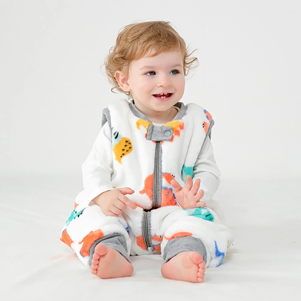 Baby Sleeping Bag Sleeveless 3-25Months Baby Sleepsack Cute Dinosaur Sleepwear Autumn Flannel Warm Comfortable Kids House Wear 3