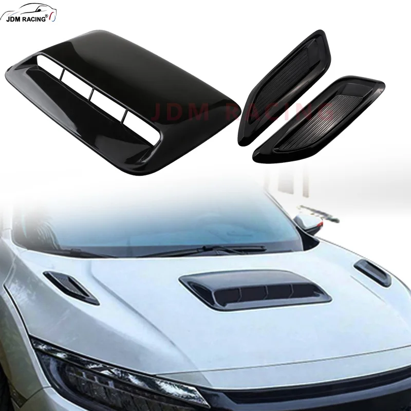 40 ซม.Universal Car Air Flow ตกแต่งไอดี Scoop Bonnet Vent สติกเกอร์ฝาครอบ Hood เกียร์เพื่อให้พอดีกับแบน Hood รถ 1