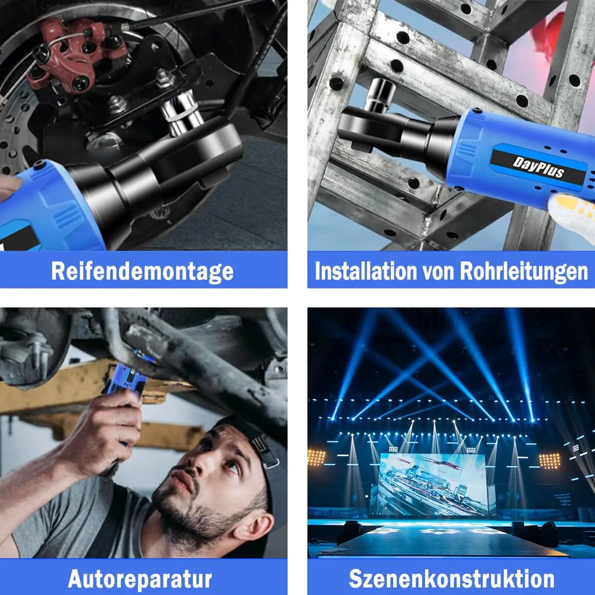 Elektrische Ratschenschlüssel Set - 12V Akku Ratsche 3/8 Zoll Power Ratchet Tool Kit mit Variabler Geschwindigkeitsauslöser und LED-Licht, 7 Steckdosen