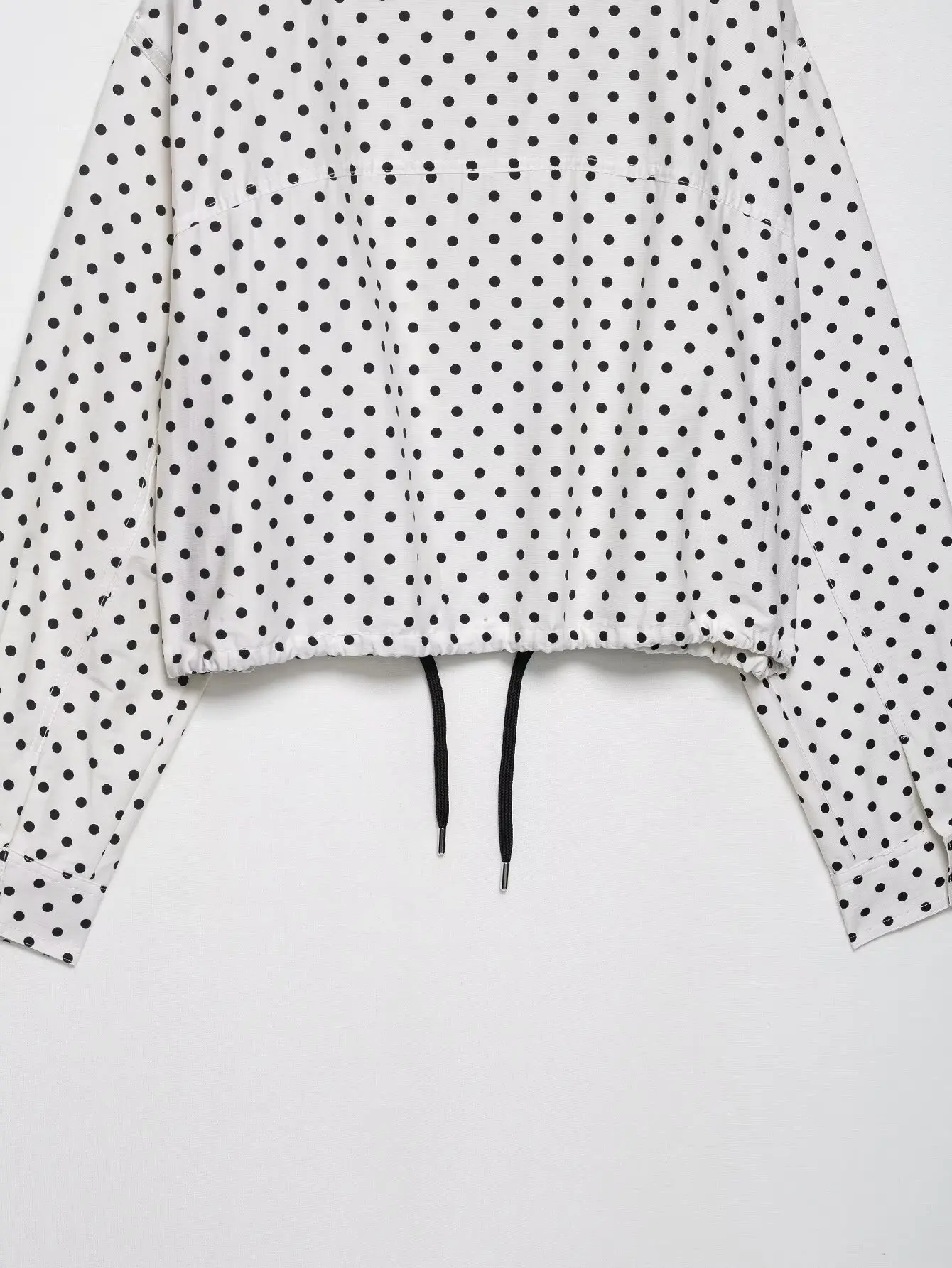 Hohe Taille Zipper Lose Outwear Dame Straße Outfits Herbst Elegante Polka Dot Jacke Für Frauen Stehen Kragen Kordelzug Mäntel – Detail 11
