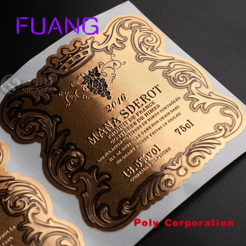 Custom  Factory Price Customized Labels Red Wine Eco-Friendly Anti-counterfeit for Glass Bottle