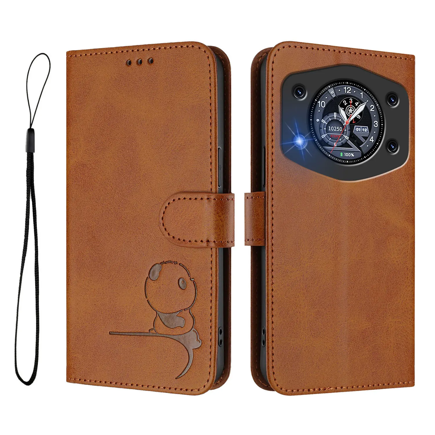 Leather Flip Wallet Case with Holder and Magnetic Closure - Elegant Design