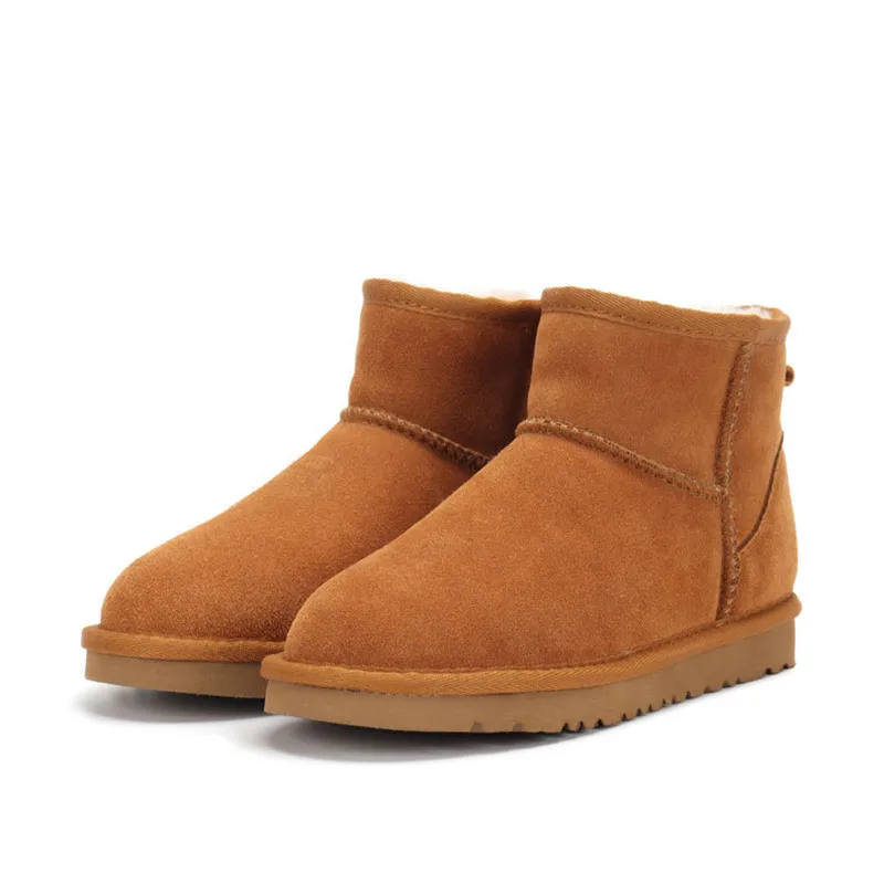 

Women's Boots Waterproof Snow Boots Winter Boots cow leather blend wool Round Toe Shoes Warm Shoes Brand Classic Women Shoes