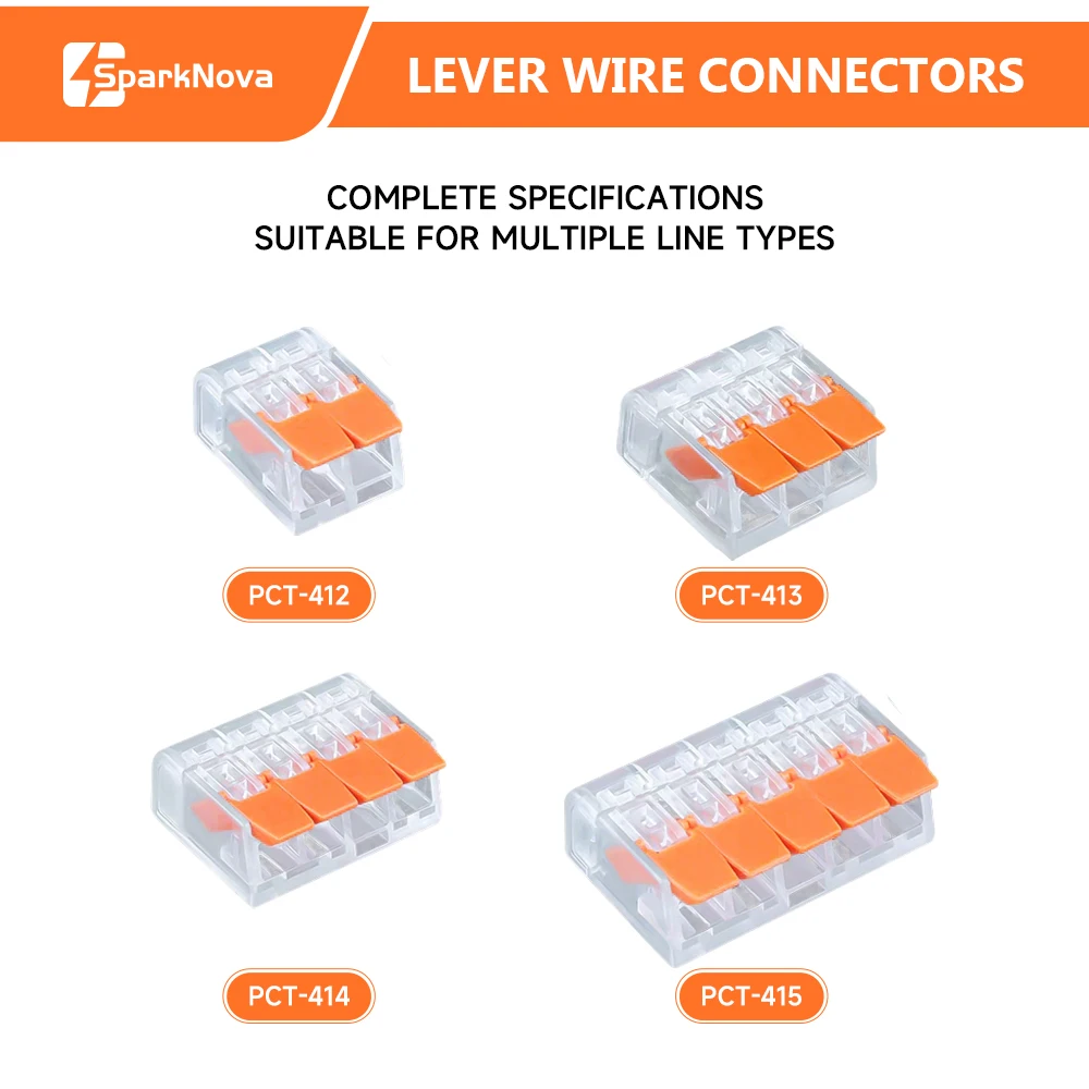 10 ชิ้นสีส้ม Universal Type Lever ตัวเชื่อมต่อสายไฟ Quick Connect Terminal Block Plug - in เทอร์มินัล 250 โวลต์ 32A สําหรับสายไฟ 1