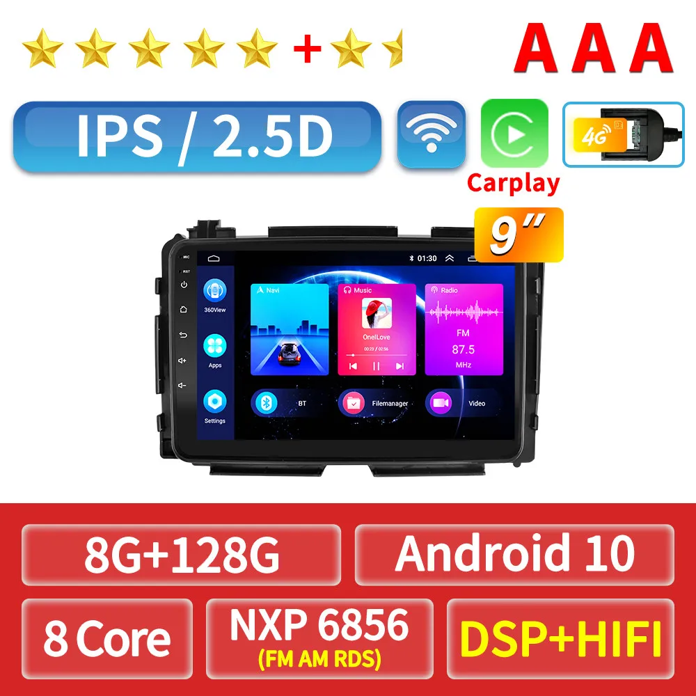 Car Radio Android 10 2Din GPS Bluetooth Multimedia Player For Honda HR-V HRV XRV Vezel 2013-2019 Dual Cameras 360Camera Carplay video player for car Car Multimedia Players