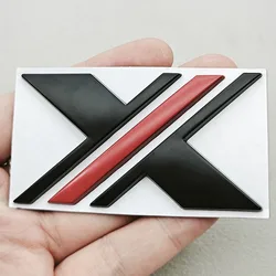 3D Metal Car Sticker Logo X Badge Emblem Decals - Exterior Accessories (X Red Black)