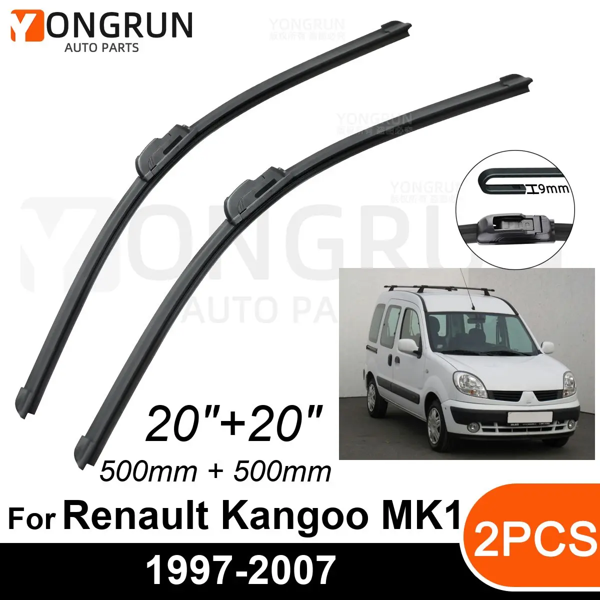 

Стеклоочистители для Renault Kangoo MK1 1997-2007, резиновые щетки стеклоочистителя 20 + 20 дюймов, аксессуары для лобового стекла автомобиля