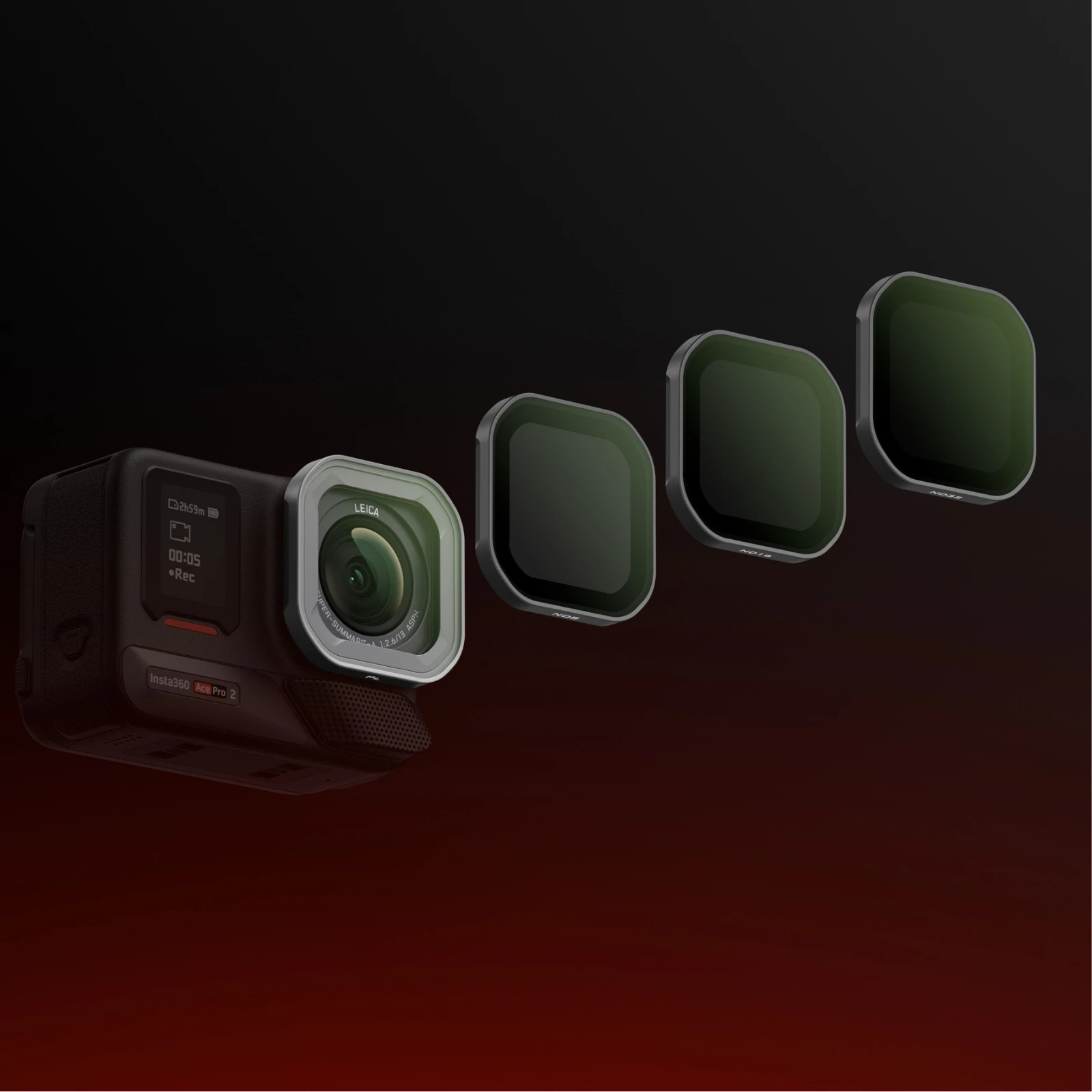 Filtre ND16 Pour Insta360 ACE Pro 2 - Snap-On, Verre Optique Multicouche, Avec Boîtier - Pour Effets Fluides Et Réduction De Lumière