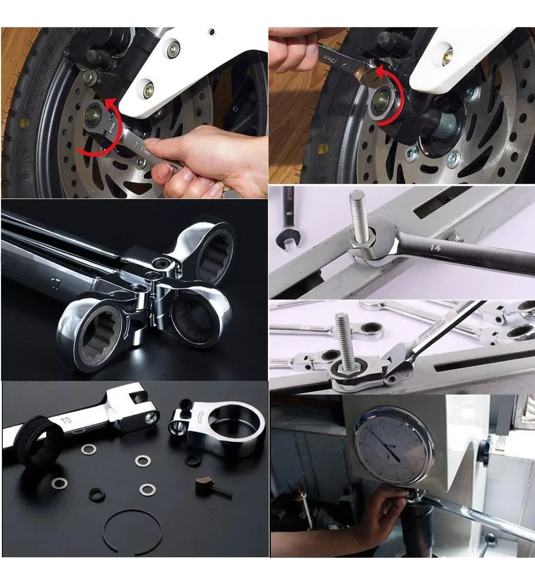 Flex Head Ratcheting Wrench Set,WOZOBUY Metric Ratchet Combination Wrenches Cr-V Gear Spanner Set Car Key Wrench Repair Tool Set 5