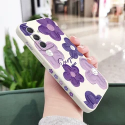 Elegant Purple Flower Phone Case - Stylish and Protective Accessory - Samsung A73 5G (White)