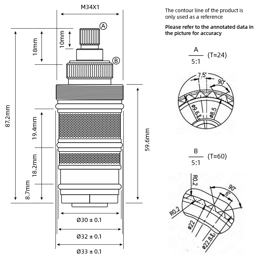 Thermostatic valve spool copper faucet cartridge bath mixer tap  shower mixing valve Adjust the Mixing Water Temperature 11-115 images - 6