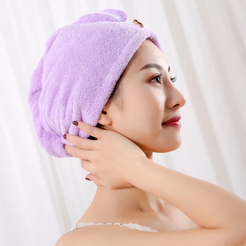 microfiber towels Women Hair Drying Hat Quick-dry Hair Towel Cap Hat Microfiber Solid Towel Cap Super Absorption Turban Dry Bath