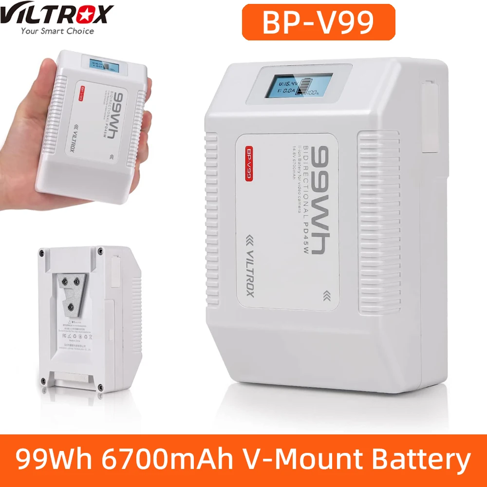 

VILTROX BP-V99 V-Mount Battery 99Wh 6700mAh Support BP45W D-TAP USB TYPE-C For Video Camera Light Monitor Smartphone Powerbank