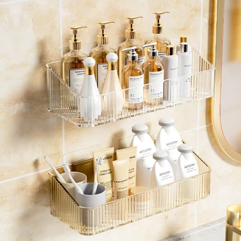 Wall-Mounted Corner Cosmetics Storage Rack – No-Drill Bathroom Organizer 1