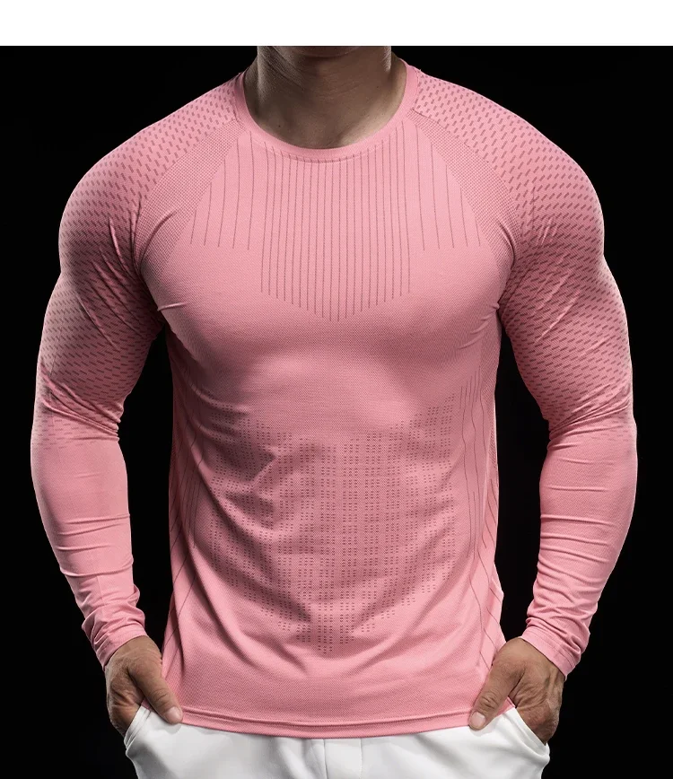 Men Athletic Running Shirt Elastic Training T-shirt Gym Fitness Workout Tight Outdoor Jogging Sweatshirt